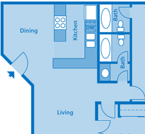 Sycamore Creek 2 Bedroom Floor Plan with Den